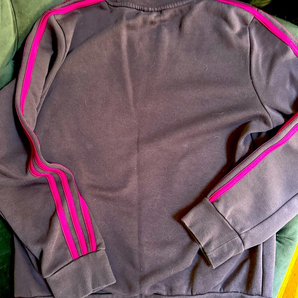 Adidas women’s sweatshirt in deep purple with magenta stripes - Picture 3 of 4